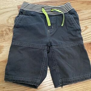 MINI BODEN khaki cutoff cargo shorts Boys Sz 4Y Striped waistband drawstring
